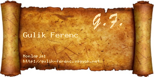 Gulik Ferenc névjegykártya